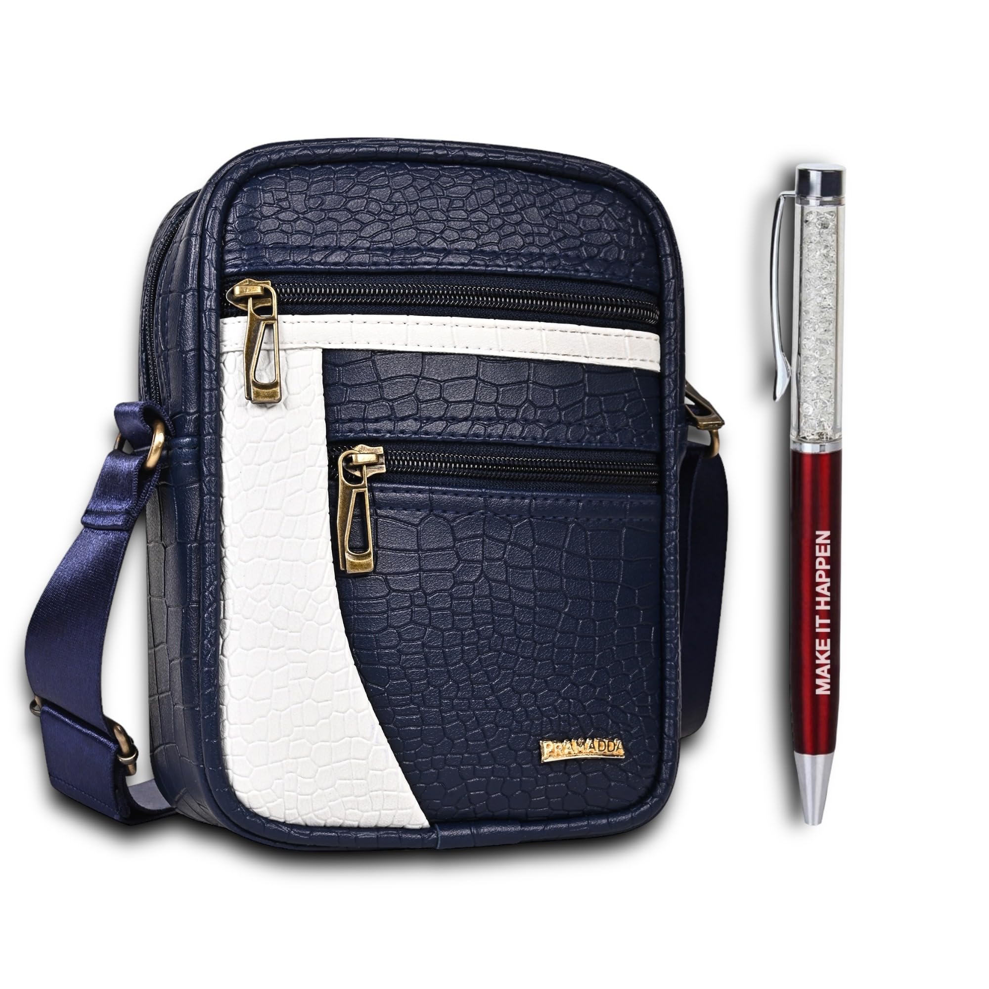 Buy Pramadda Pure Luxury Diablo Blue Leather Sling Crossbody